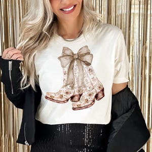 Neutral Floral Coquette Cowgirl Stiefel DTF Transfer, Western, Howdy, bereit zum Pressen, Cowgirl, Trendy Western, Transfer, DTF