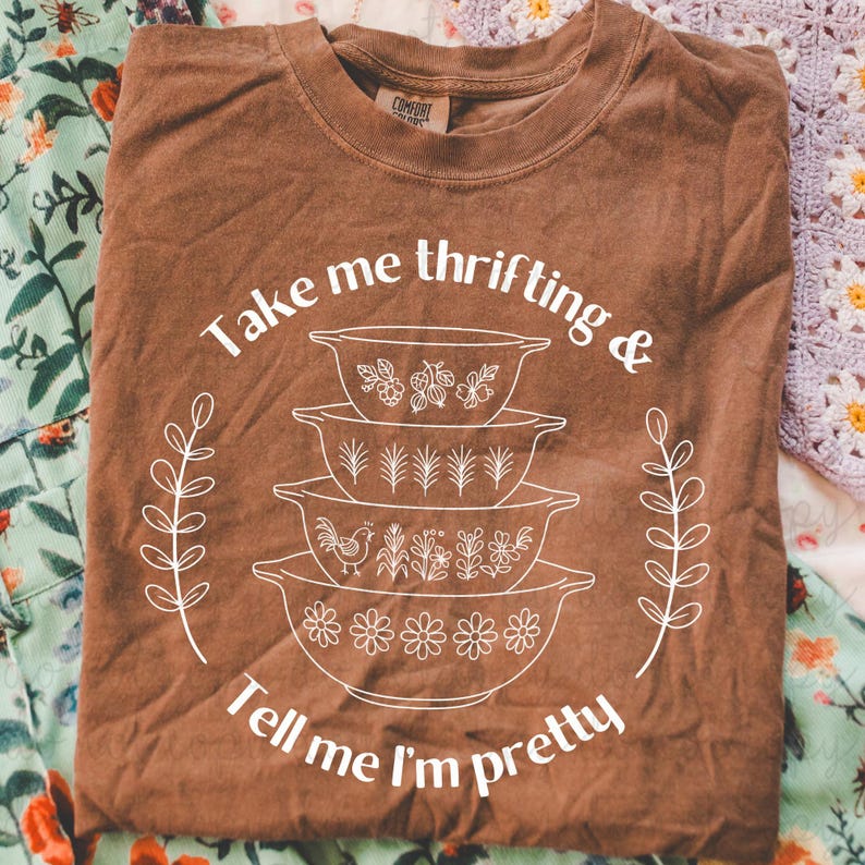 Take Me Thrifting DTF Transfer, Trendy Quilted, Spring, Patchwork, Goose, Thrifty DTF, Ready to Press, Heat Transfer image 1