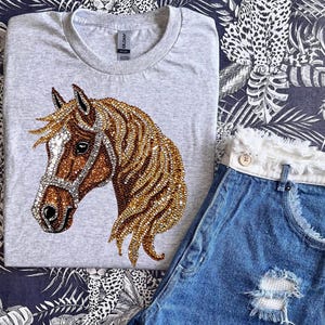 Faux Rhinestone Horse DTF Transfer, Trendy Faux Rhinestone, Animal, Career, Trending DTF, Ready to Press image 1