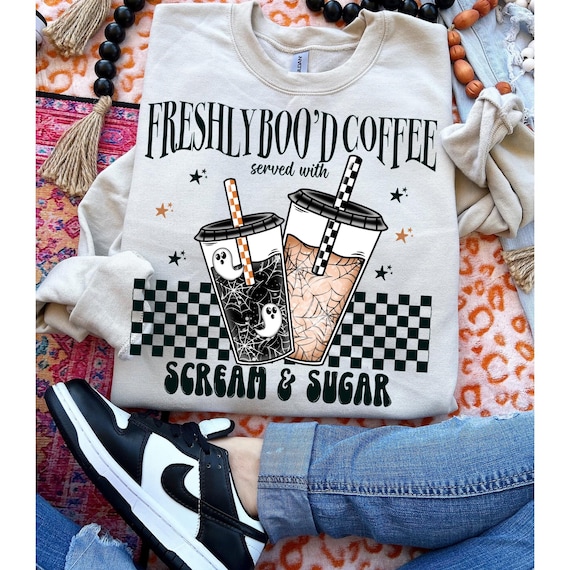Freshly Boo’d Coffee PNG, Halloween Digital Design (Shirt Design)