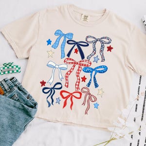 Patriotic Coquette Bows DTF Transfer, Trendy Patriotic, 4th of July, America, Freedom, Ready to Press, DTF, Heat Transfer image 1