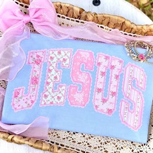 Floral Jesus DTF Transfer, Trendy Faith, Bible Verse, Ready to Press, Jesus, Heat Transfer, DTF image 1