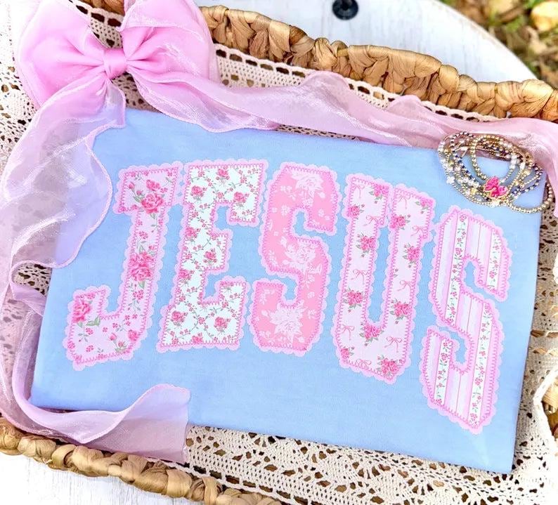 Floral Jesus DTF Transfer, Trendy Faith, Bible Verse, Ready to Press, Jesus, Heat Transfer, DTF image 1