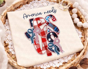 America Needs Jesus 4th of July DTF Transfer, Trendy July 4th, Fourth of July, Ready to Press, Heat Transfer, DTF, usa