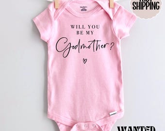 Body de anuncio de embarazo "¿Quieres ser mi madrina?", Body de bebé madrina, Anuncio de embarazo, Mono de padrinos lindo y moderno