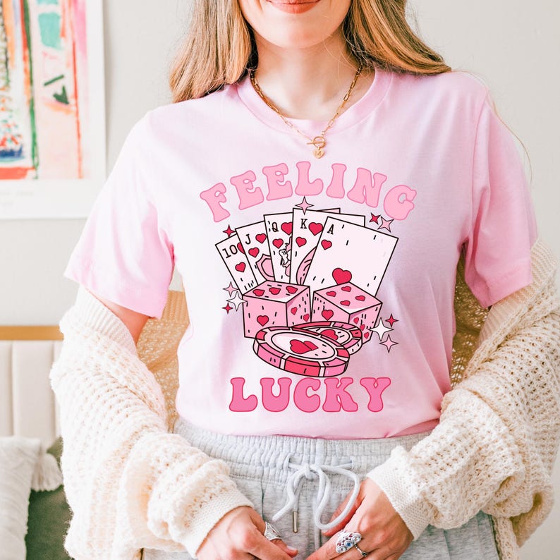 Feeling Lucky Valentine's DTF Transfer, Vday, Trendy Valentines, Heat Transfer, Ready to Press, DTF image 1