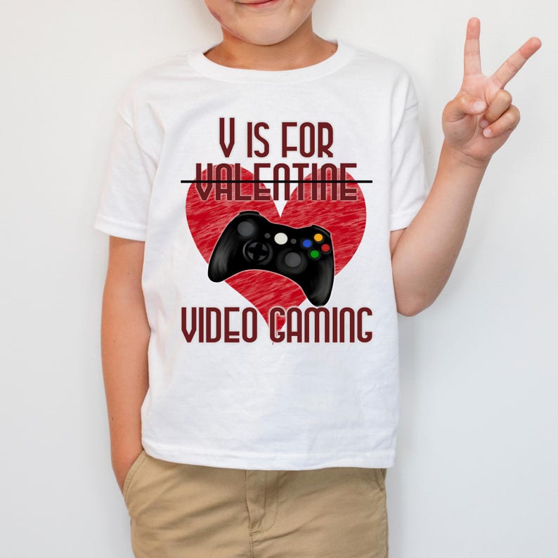 V is for Video Game DTF Transfer, Valentines, Love, Heat Transfer, Ready to Press, Love Day, Valentine, Trendy image 1