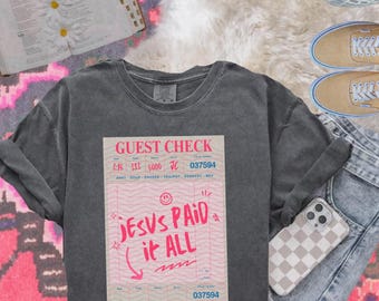 Jesus Paid it All Guest Check Faith DTF Transfer, Trendy Faith DTF, Heat Transfer, Ready to Press, Jesus, Christian, Religious