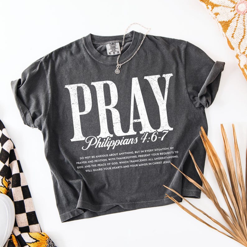 Pray (White) DTF Transfer, Trendy Faith, Jesus, Ready to Press, Bible, DTF image 1