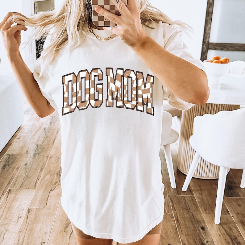 Dog Mom Checkerboard DTF Transfer,Mama,Mom,Retro,Western,Ready to Ship,Heat Transfer,Aztec,Trendy image 1