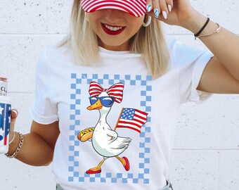 Vateritische Gans DTF Transfer, Trendy Vaterländischen 4.Juli, Amerika, Firecracker, Stars, Stripes, Heat Transfer, DTF