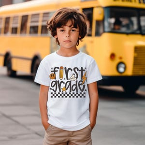 Retro First Grade DTF Transfer, Trendy Back to School, Popular, Retro, Ready to Press, Heat Transfer, Grade School, PreK, Kindergarten
