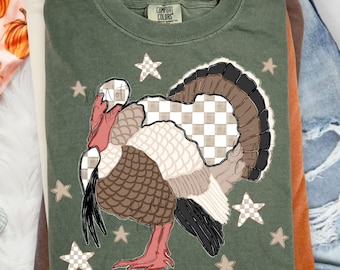 Gingham Turkey Thanksgiving DTF Transfer, Trendy Thanksgiving, Turkey, Preppy, Brushstroke, Gobble, Ready to Press, Heat Transfer
