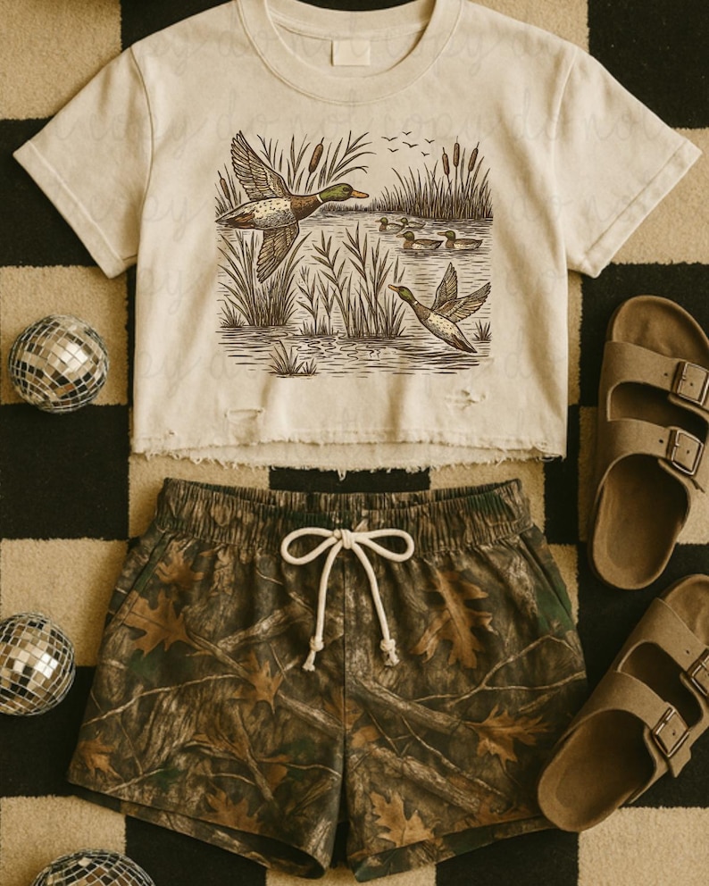 Mallard At The Pond DTF Transfer, Trendy Mallard, Hunting, Ducks, Vintage, Thrifty, Ready to Press, DTF image 1