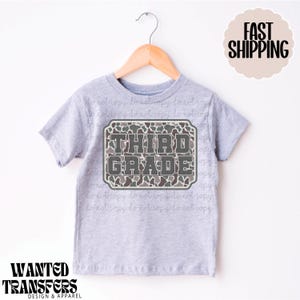 Third Grade Camo DTF Transfers, Trendy Back to School, Girls, Boys, Blue, Teacher, Ready to Press, DTF