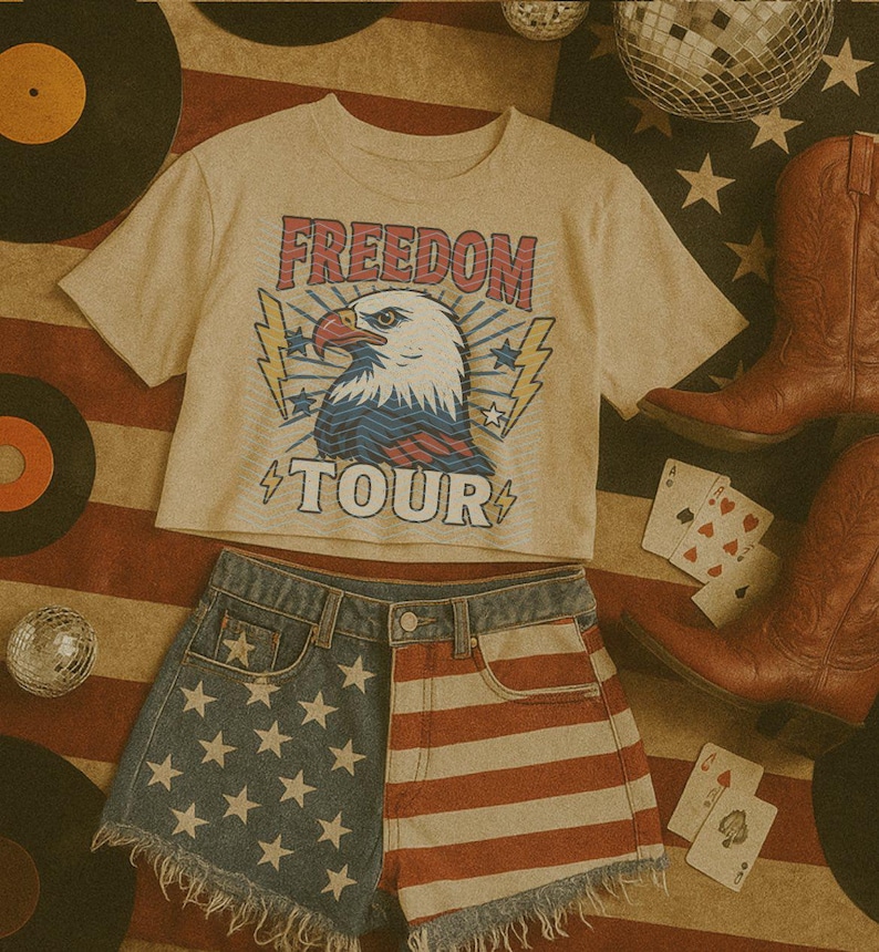 Freedom Tour DTF Transfer, Trendy Patriotic 4th of July, America, Firecracker, Stars, Stripes, Heat Transfer, DTF image 1