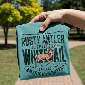 Rusty Antler Outfitters DTF Transfer, Trendy Camo, Hunting, Camping, Fishing, Ready to Press, DTF, Heat Transfer image 1