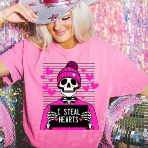I Steal Hearts Pink DTF Transfer, Ready to Press, Heat Transfer, Love, Cupid, Vday, Trendy, Popular image 1