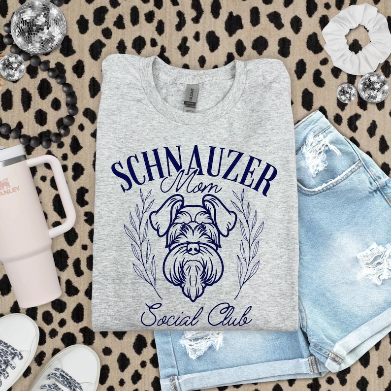 Schnauzer Mom Social Club DTF Transfer, Trendy Animal, Trendy Dog, Animal Lovers, DTF, Coquette image 1