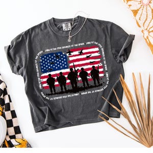 Veterans Land of the Free White Font 4th of July DTF Transfer, 4th of July, Patriotic, America, Trendy, Mama, Doodle, Ready to Press image 1