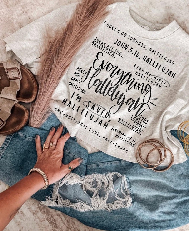 Everything Hallelujah DTF Transfer, Trendy Faith, Ready to Press, Heat Tranfer, Hallelujah, Motherhood, Mom, Bible Verse image 1