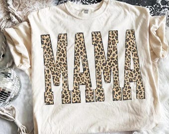 Leopard Varsity Mama DTF Transfer, Trendy Mama, Motherhood, Ready to Press, Leopard, Floral, Mommy and Me, DTF