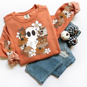 Floral Boho Ghost Halloween/Fall DTF Transfer, Trendy Fall Ghost, Boho, Teacher, Spooky, Halloween, Pumpkin, Floral image 2