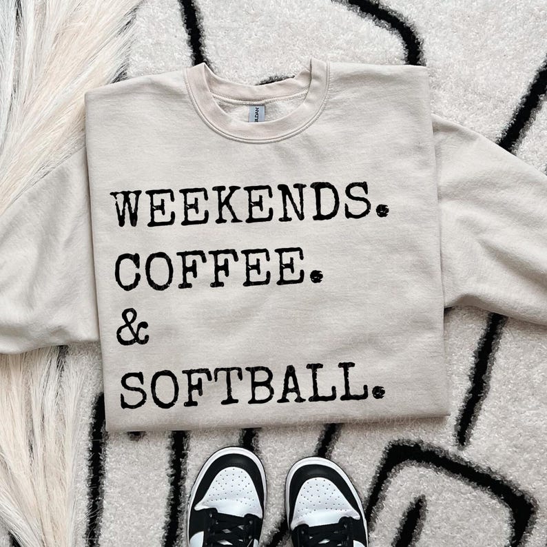 Weekends. Coffee. & Softball. DTF Transfer, Trendy Sports, Heat Transfer, Football, Cheer, Dance, Wrestling, Ready to Press image 1