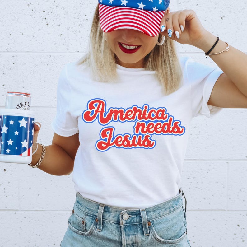 Amerika heeft Jezus nodig DTF-overdracht Geloof, DTF-afdruk, klaar om te drukken, warmteoverdracht, Jezus, geloof, christelijk afbeelding 1