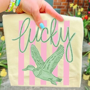 Lucky Duck DTF Transfer, Trendy Animal, Funny Animals, Ready to Press, Easy Tiger, Monkey See, Duck, Trout, Summer, Ready to Press, DTF image 1