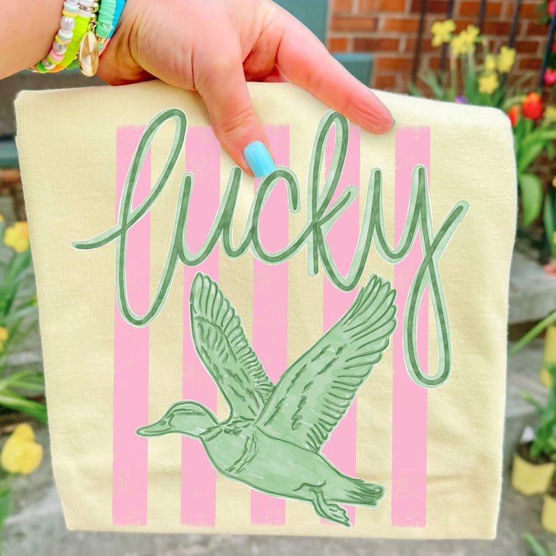 Lucky Duck DTF Transfer, Trendy Animal, Funny Animals, Ready to Press, Easy Tiger, Monkey See, Duck, Trout, Summer, Ready to Press, DTF image 1