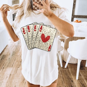 Baraja de cartas con lentejuelas falsas, transferencia DTF, Cupido, San Valentín, Vday, moderno, transferencia de calor, amor, listo para imprimir, amor propio, Bookis