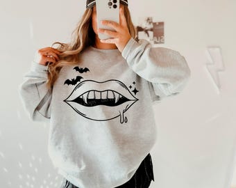 Vampir Mund schwarz Halloween DTF Transfer, Trendy Halloween, Vampir, Mund, Bite Me, fertig zum Pressen, Heat Transfer
