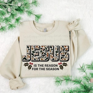 Camo Jesus Is The Reason For The Season DTF Transfer Trendy Christmas, DTF, Nurse, Xmas, Holiday, Seasons Greeting, Ready to Press image 1