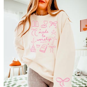 Made To Worship (Pink) DTF Transfer, Trendy Faith, Jesus, Pray, Religious, Christian, DTF, Heat Transfer