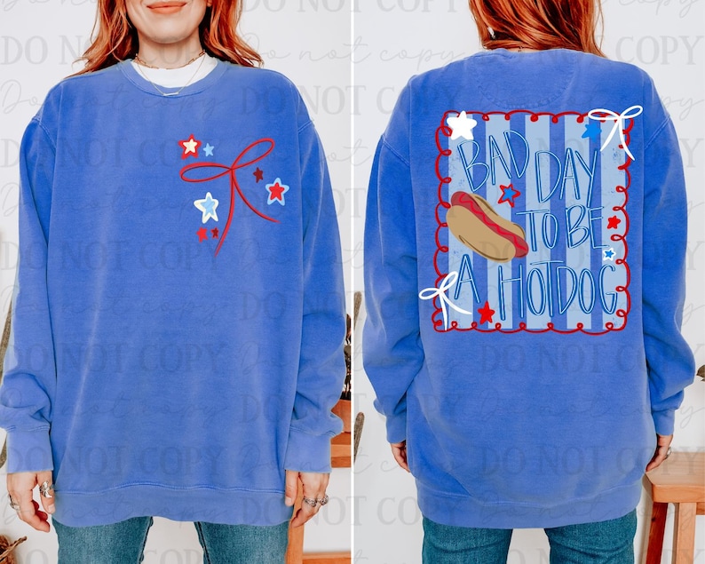Bad Day To Be A Hot Dog DTF Transfer, Trendy 4th of July, Fourth, Holiday, Ready to Press, America, USA, Patriotic, Hot Dog image 1