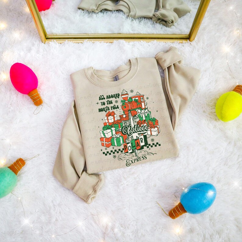 All Aboard To The North Pole DTF Transfer Trendy Christmas, DTF, Nurse, Xmas, Holiday, Seasons Greeting, Ready to Press image 1