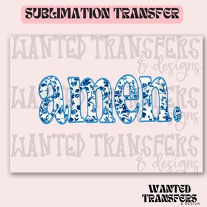 Amen (blauwe omtrek) Exclusieve sublimatie-overdracht, geloof, religie, trendy, sublimatie-warmteoverdracht