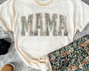 Camo Mama Distressed (White Outline) DTF Transfer, Trendy Motherhood, Camo, Ready to Press, DTF, Heat Transfer, Patchwork