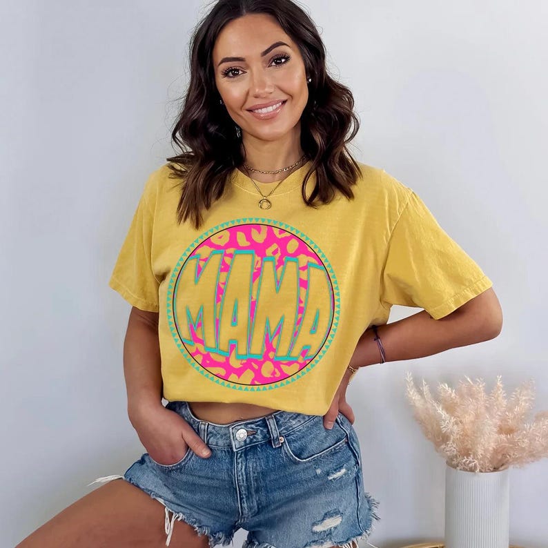 Neon Leopard Mama Circle DTF Transfer, Ready to Press, Heat Transfer, Mama, Motherhood, Senior, Motherhood, Western image 2
