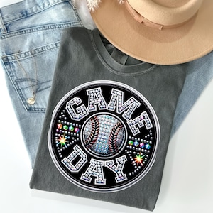 Trasferimento DTF con strass per il giorno della partita, Baseball DTF, Trasferimento termico, Pronto per la stampa, Trendy, Pennellata, Baseball Mama, Mamma, Retro immagine 1