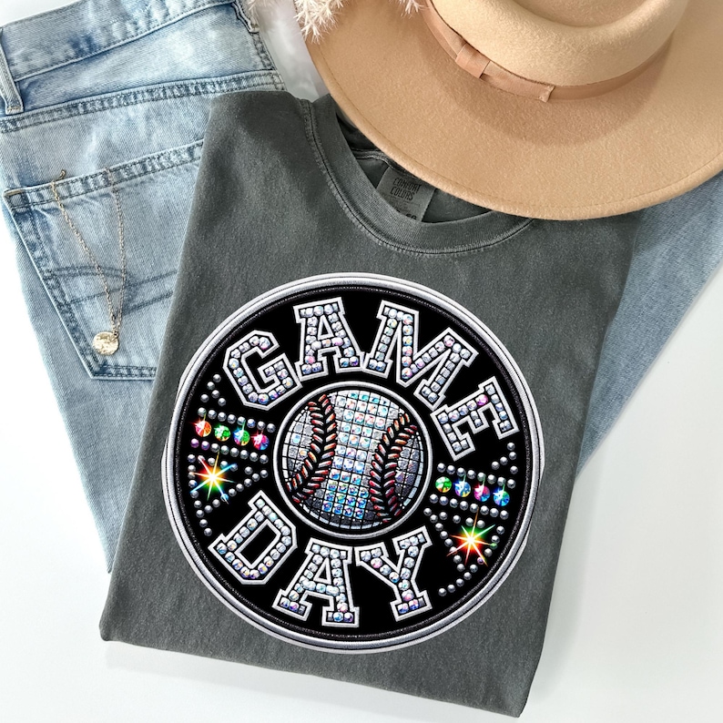 Trasferimento DTF con strass per il giorno della partita, Baseball DTF, Trasferimento termico, Pronto per la stampa, Trendy, Pennellata, Baseball Mama, Mamma, Retro immagine 1