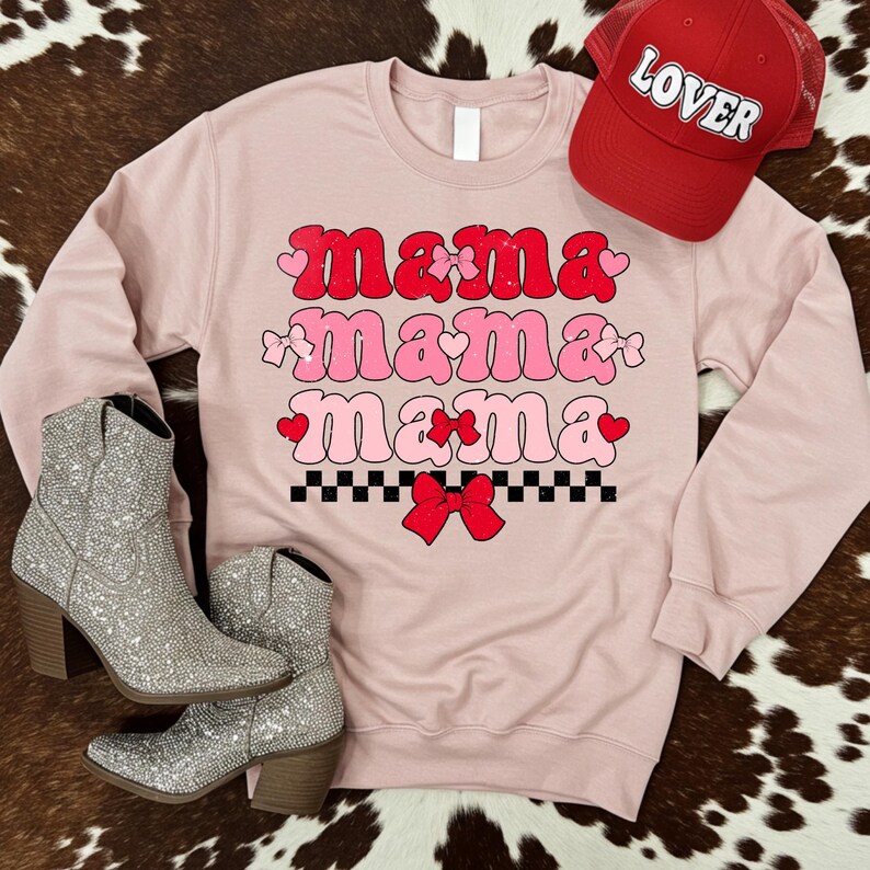 Mama Valentine's DTF Transfer, Vday, Trendy Valentines, Heat Transfer, Ready to Press, DTF image 1