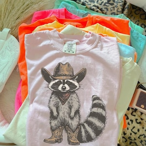 Cowboy Raccoon DTF Transfer, Western, Ready to Press, Heat Transfer, Cowboy, Trendy Western image 1