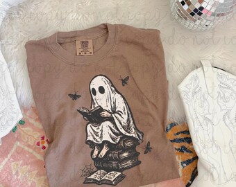 Bookish Ghost DTF Transfer, Trendy Halloween, Fall, Ready to Press, Heat Transfer, Vintage Halloween, Trick or Treat