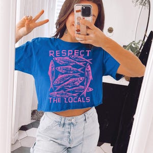 Respect the Locals Hot Pink DTF Transfer, Fishing, Sunny, Trendy Beach DTF, Ready to Press, Respect the Locals image 1