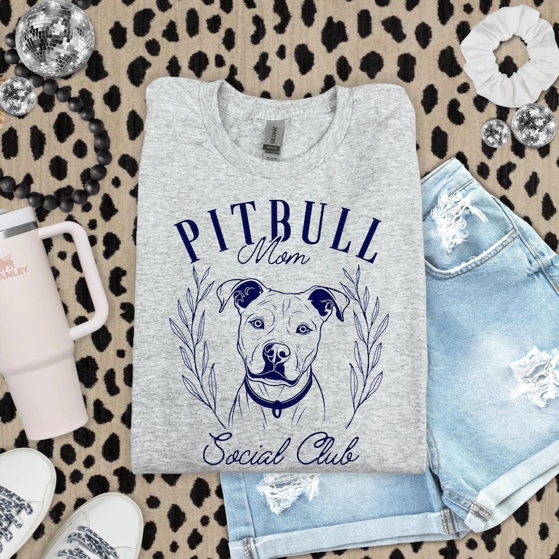 Trasferimento DTF del Pitbull Mom Social Club, Animale alla moda, Cane alla moda, Amanti degli animali, DTF, Civetta immagine 1