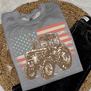 Flag Tractor DTF Transfer, Trendy Camo, Hunting, Camping, Fishing, Ready to Press, DTF, Heat Transfer image 1