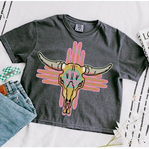 Aztec Pink Cowskull Western DTF Transfer, Western, Ready to Press, Heat Transfer, Cowboy, Trendy, Popular