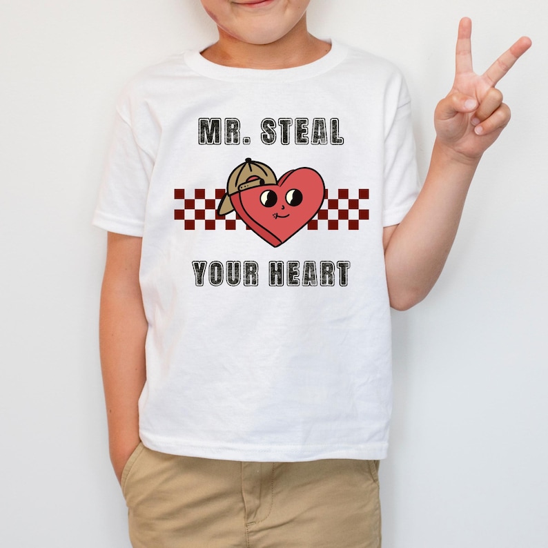 Mr. Steal Your Heart geruite DTF-overdracht, Valentijn, Heartbreaker, Vday, warmteoverdracht, persklaar, trendy, populair afbeelding 1